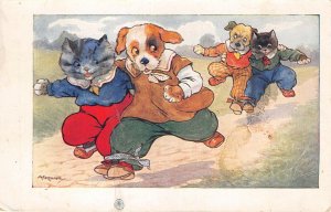 Lot161 cat and dog playing together human attitude  comic humanised kenner