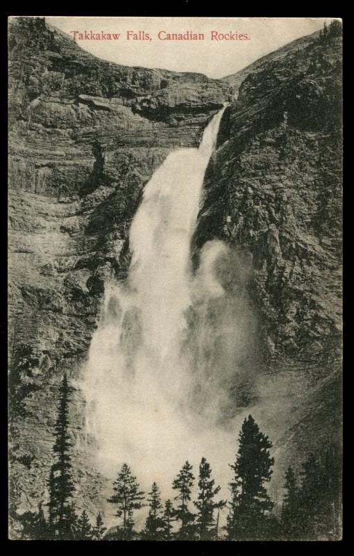 Takkakaw Falls Canadian Rockies. Private PC 1908 Cartier & Champlain stamp