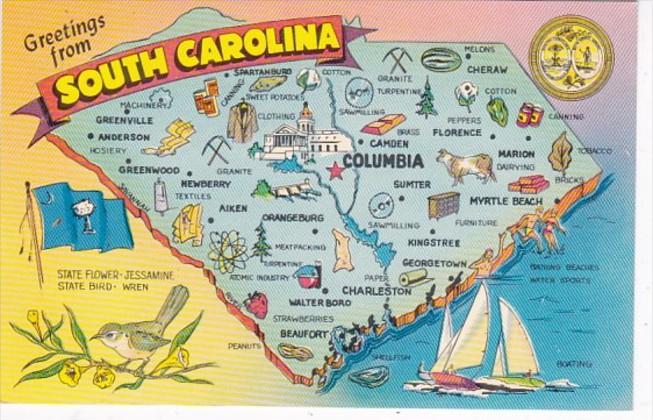 Greetings From South Carolina With Map