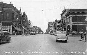 J77/ Mason City Iowa RPPC Postcard c1940-50s Main Street Stores 184