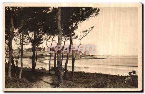 Old Postcard Perros Guirec Beach Trestraou view the fravers pines