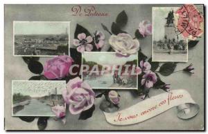 Old Postcard From Puteaux I send you these flowers