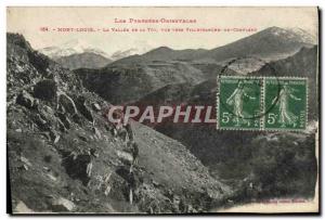 Old Postcard Mont Louis La Vallee De La Tet View to Villefranche de Conflent