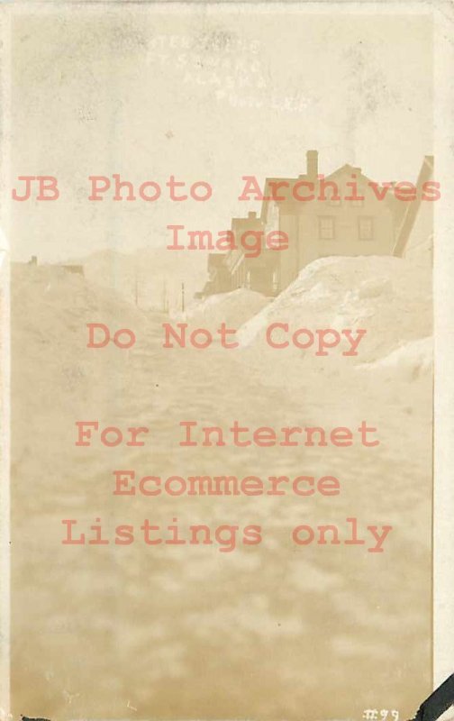 7 Fort Seward Alaska Postcards, RPPC, Winter Scenes, Barracks