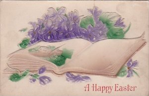 Easter Open Book With Purple Flowers