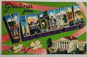 Virginia LARGE LETTER Greetings 1952 BUCHANAN to New Cumberland PA Postcard T6