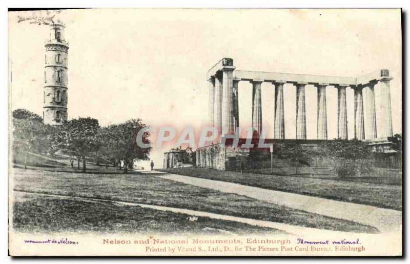 Old Postcard Edinburgh Neison And National Monuments