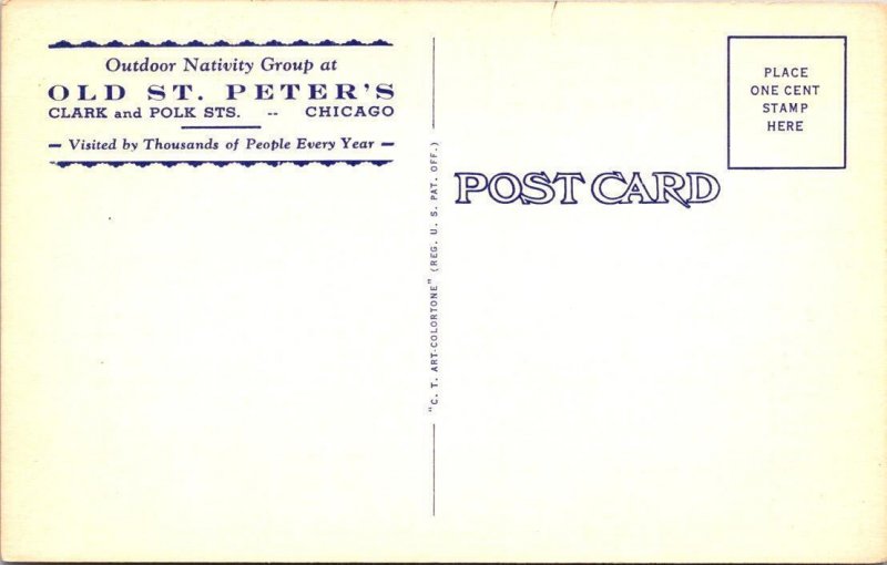 Chicago, IL Illinois OLD ST PETER'S CHURCH Nativity Scene~Peace Prayer Postcard
