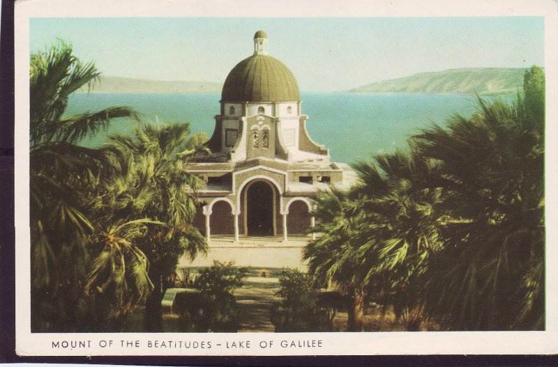 P1381 vintage unused postcard unused mount of beatitudes-lake of galilee israel