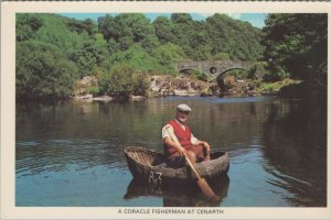 Wales Postcard - A Coracle Fisherman at Cenarth    RR10490