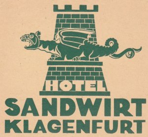 Austria Klagenfurt Sandwirt Hotel Light Vintage Luggage Label sk3539