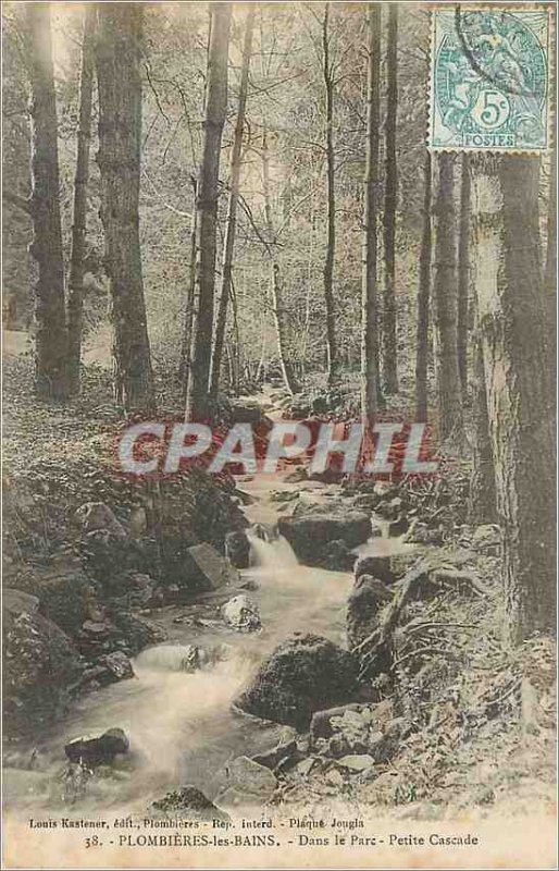 Old Postcard Plombieres les Bains in the Park Little Waterfall