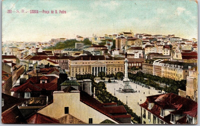 Lisboa Praca De D. Pedro Lisbon Portugal Square City  Postcard