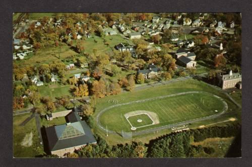 ME Aerial View Football Baseball Stadium Gould Academy Bethel Maine Postcard PC