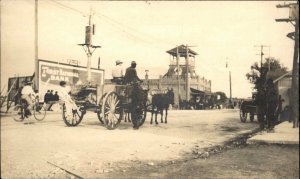 Texas or NM Border Town? Bank Sign Mexican Revolution? Real Photo Postcard #1