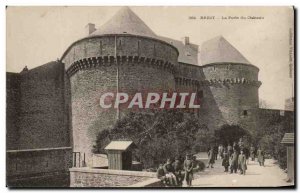 Old Postcard Brest La Porte du Chateau Army Soldiers
