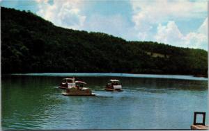 Pedalos Pedal Boats on Bass Lake Roaring River Cassville MO Vintage Postcard M01