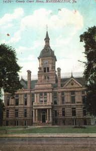 Vintage Postcard 1907 County Courthouse Building Landmark Marshallton Iowa IA