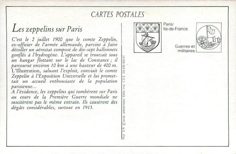 France social history carte d`autrefois zeppelin disaster Paris