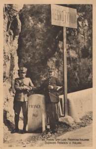 Ponte San Frontiere French Italian Border Customs Officer Postcard