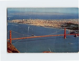 Postcard Air View Of Golden Gate Bridge, San Francisco, California