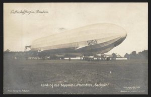 Germany 1916 Sanke Zeppelin Sachsen Airship At Potsdam RPPC Feldpost Usag 112859