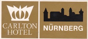 Germany Nuernberg Carlton Hotel Vintage Luggage Label sk3765