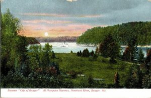 Steamer City Bangor Hampden Narrows Penobscot River Maine Me Postcard Vtg UDB