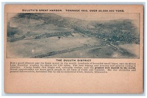 c1903 Birds Eye Duluth Great Harbor Tonnage Duluth District Minnesota Postcard 