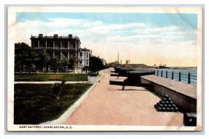 East Battery Cannons Charleston South Carolina SC WB Postcard V12