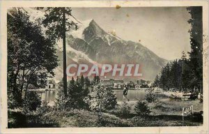 Old Postcard Chamonix Haute Savoie The lake and the Mont Blanc range