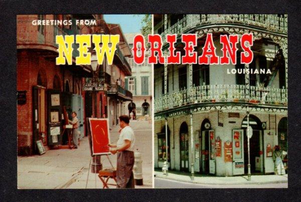 LA Greetings From New Orleans Louisiana Vieux Carre Postcard Carte Postale