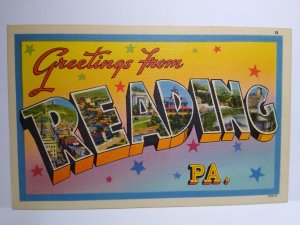 Greeting From Reading PA Letter Postcard Pennsylvania Linen Berkshire Unused