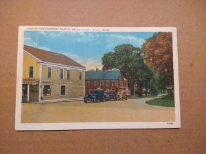 1940s Sanford Road, Wells Corner, Wells, Maine Linen Postcard