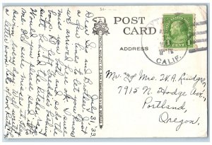 DPO (1895-1954) Lynton CA Postcard Rustic Stone Bridge Golden Gate Park Boat