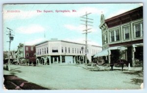 SPRINGVALE, Maine ME ~ Street Scene THE SQUARE 1913 York County Postcard