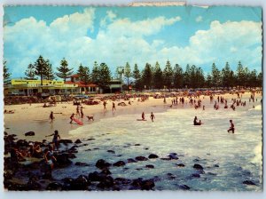 Queensland Australia Postcard Burleigh Heads Surfing Beach 1973 Vintage