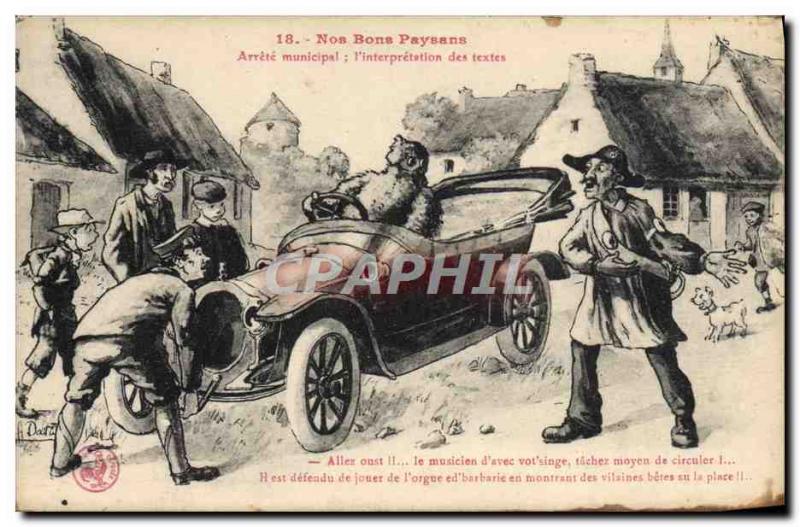 Old Postcard Fancy Automotive Our good peasants News Arrete L & # 39interpret...