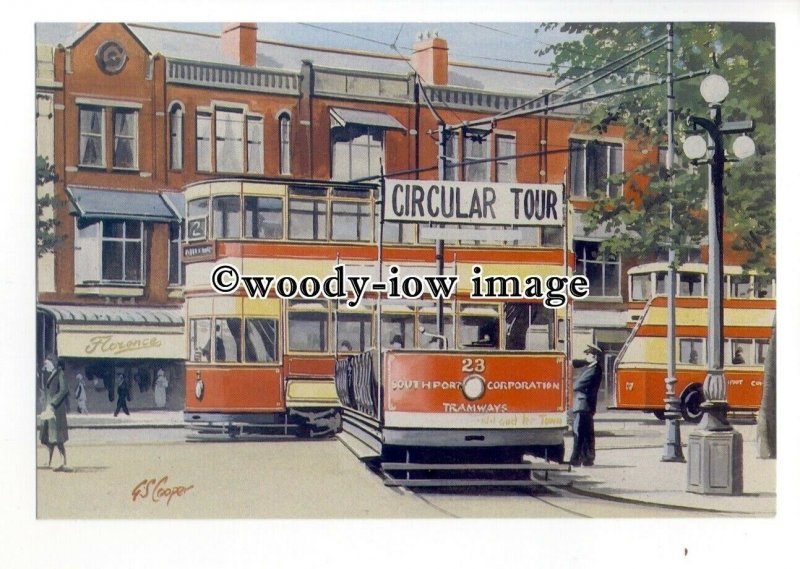 tm6034 - Southport Corporation Trams No.23 - Artist - G.S.Cooper - postcard
