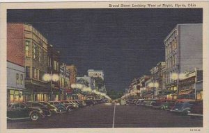 Ohio Elyria Looking West Broad Street Night View