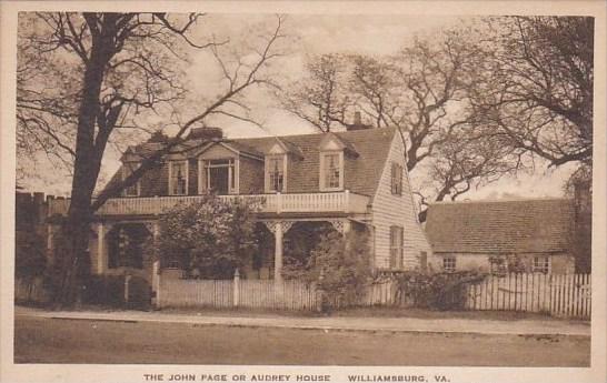 The John Page Or Audrey House Williamsburg Virginia Albertype