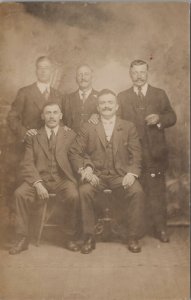 RPPC Postcard Group Men With Bushy Mustaches c. 1900s