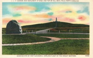 Vintage Postcard Marker Monument Base & Top Kill Devils Hills North Carolina NC
