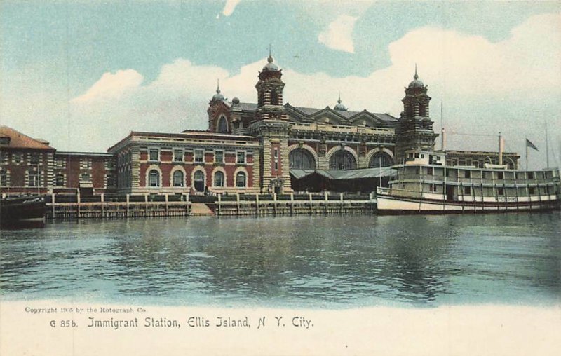 c1905 Rotograph Ellis Island Immigrant Station Ferry NYC NY P345 