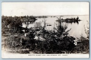 Ontario Canada Postcard Beautiful Sunset Cove Lake Nipissing c1910 RPPC Photo