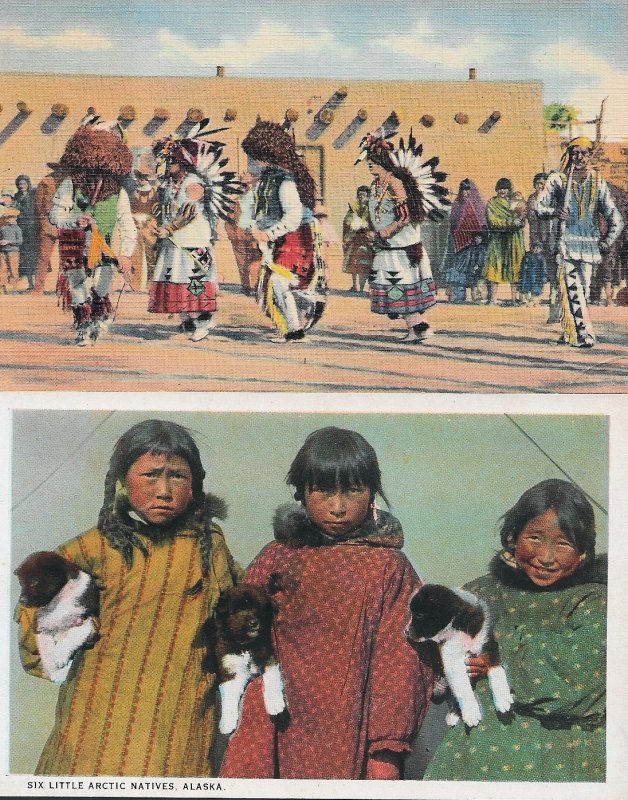 HL-10 - Lot of 4 American Indian Dancers Western Souvenir Picture Postcard