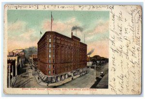 1908 Brown Hotel Denver Looking Down 17th Street Broadway Colorado CO Postcard