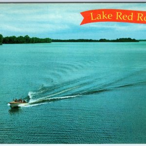 c1970s Red Rock, IA Beautiful Lake Speedboat Aerial Recreation Boat Wave PC A233