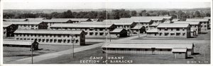 Postcard IL Rockford Army - Camp Grant - bi-fold panorama of Barracks