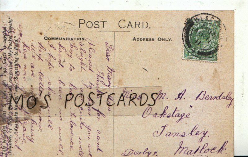 Genealogy Postcard - Beardsley - Tansley - Matlock - Derbyshire - Ref 9189A